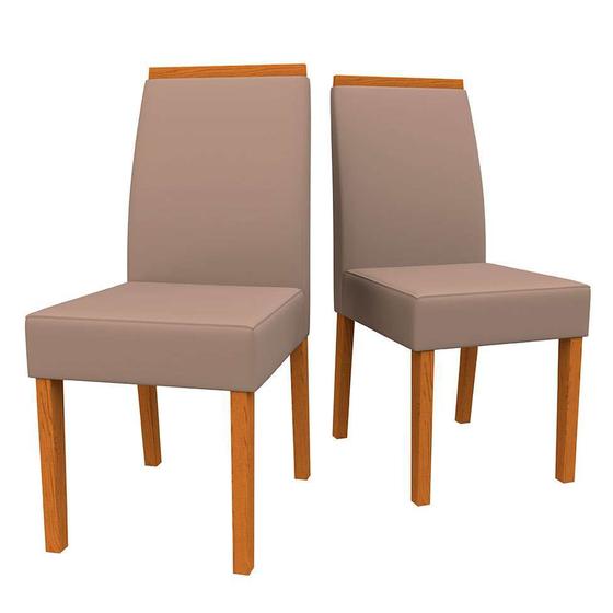 Imagem de Conjunto com 2 Cadeiras Veneza Revestimento Sintético Marrom Claro e Ype