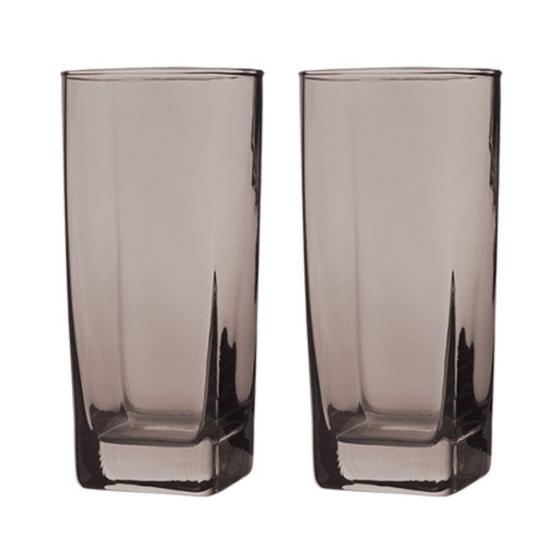 Imagem de Conjunto Com 2 Copos Vidro Bali Quadrado Sucos 320ml Cinza
