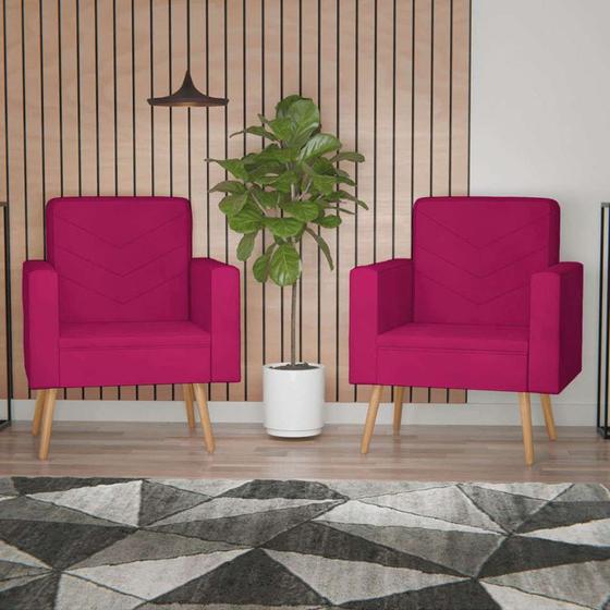 Imagem de Conjunto com 2 Poltronas Ruanda Suede Rosa e Mel