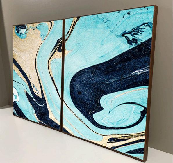 Imagem de Conjunto com 2 quadros decorativos Abstrato  Azul