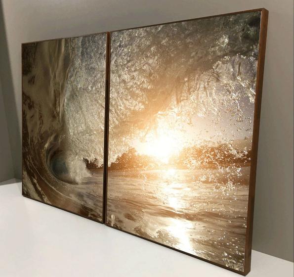 Imagem de Conjunto com 2 quadros decorativos Reflexo do sol no mar.
