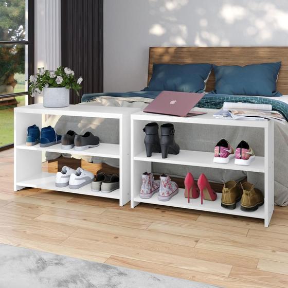 Conjunto com 2 Sapateiras Recamier Safira - Branco - RPM Móveis Menor preço em Conjunto com 2 Sapateiras Recamier Safira - Branco - RPM Móveis