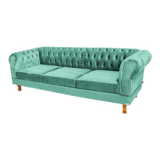 Imagem de Conjunto com 2 Sofás Chesterfield Duque 3 lugares 2M - Suede Acqua / sala de estar, recepção, barbearia