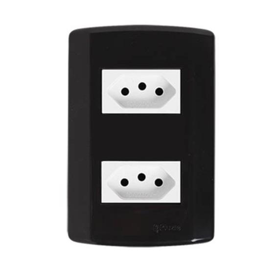 Imagem de Conjunto com 2 Tomadas 2p+t 20a 250v, Modular, com Placa 4x2 e Suporte