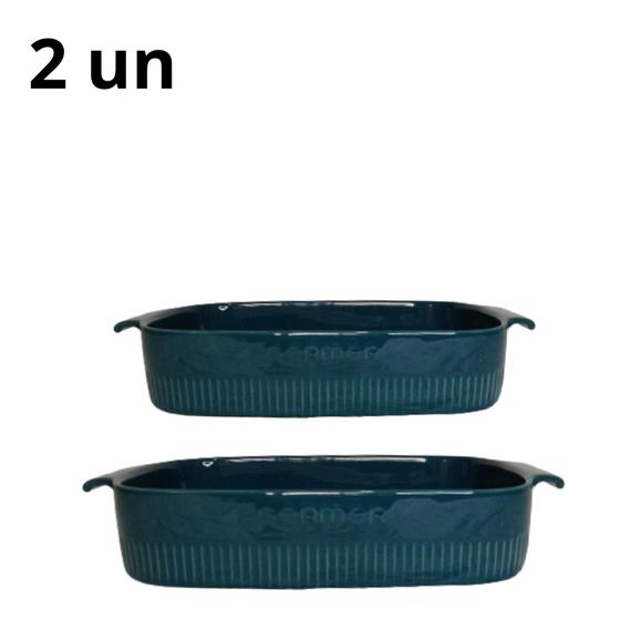 Imagem de Conjunto com 2 Travessas Refratária Porcelana Tipo Marinex 30x21cm e 37x26cm