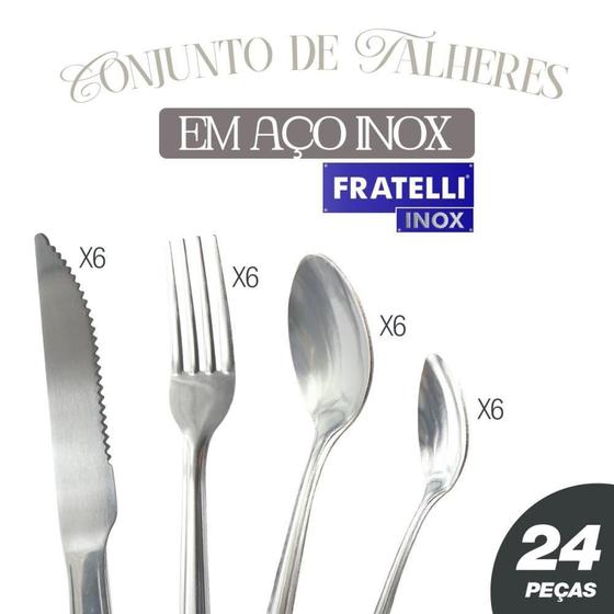 Imagem de Conjunto Com 24 Talheres Em Aço Inox Premium Clássico