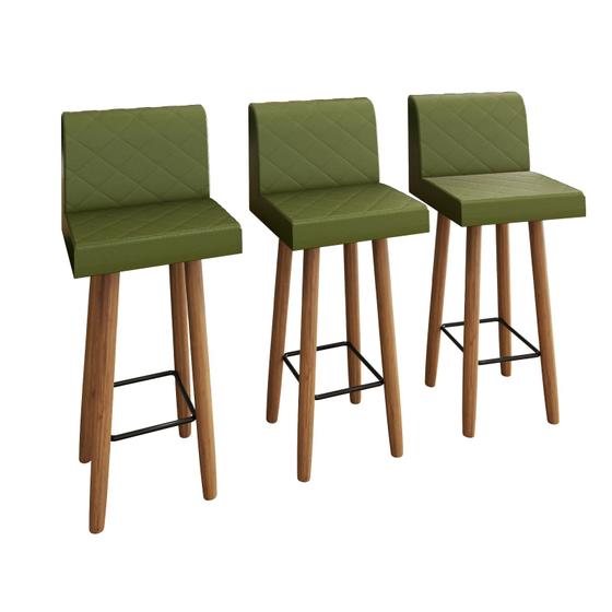 Conjunto com 3 Banquetas Quadradas Julia 4 Pés - Cor Verde Menor preço em Conjunto com 3 Banquetas Quadradas Julia 4 Pés - Cor Verde