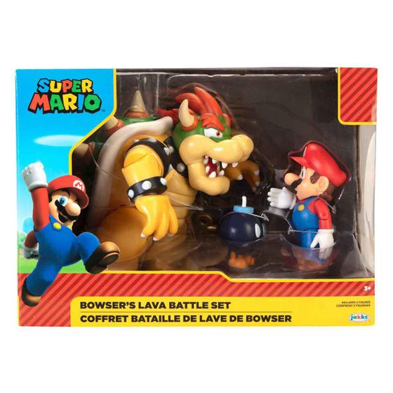 Imagem de Conjunto com 3 Bonecos Mario vs Bowser - Super Mario