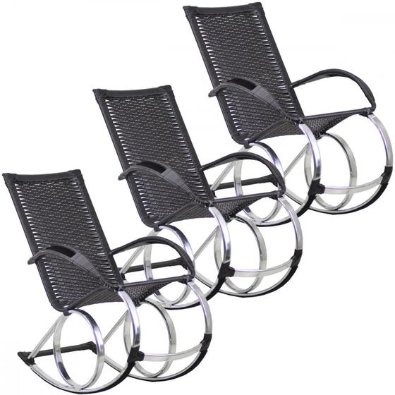 Imagem de Conjunto Com 3 Cadeiras de Balanço Varanda Área Edícula Trama Original