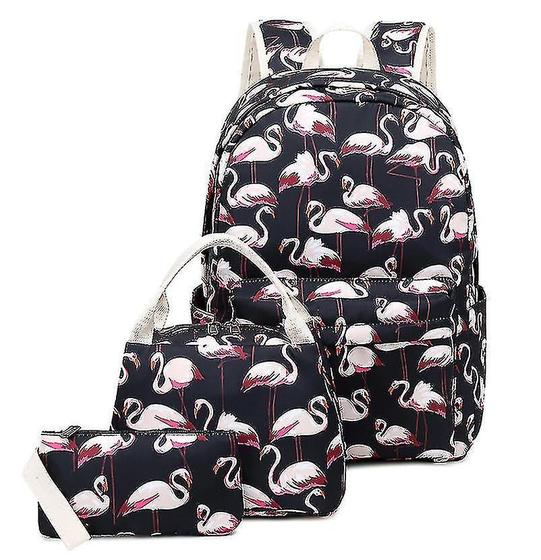 Imagem de Conjunto com 3 Mochilas Infantis - Estampa de Flamingo