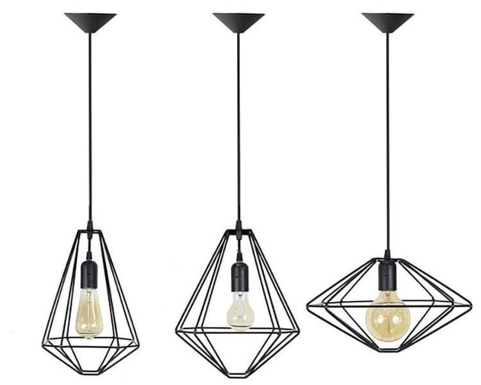 Imagem de Conjunto Com 3 Pendentes Aramados - Lhz - Cores - Preto