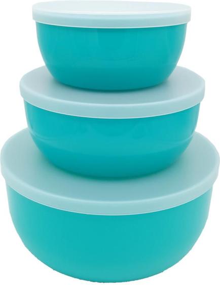 Imagem de Conjunto com 3 Potes, kit com 3 tamanhos diferentes de 0,4l, 0,8l e 1,6l, Verde com Tampas