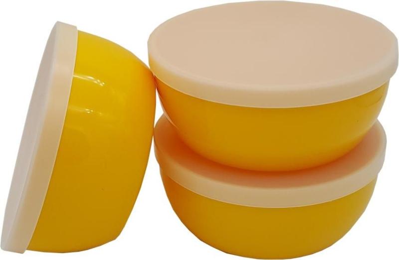 Imagem de Conjunto com 3 Potes, Kit potes de ótima qualidade, 15x6cm 0,8l, parede grossa, Amarelo com Tampas