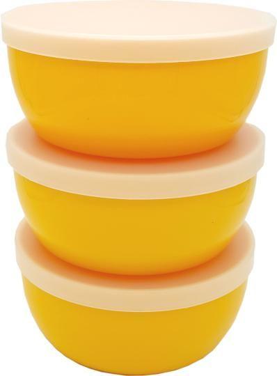Imagem de Conjunto com 3 Potes, Kit potes de ótima qualidade, 19x8cm 1,6l, parede grossa, Amarelo com Tampas