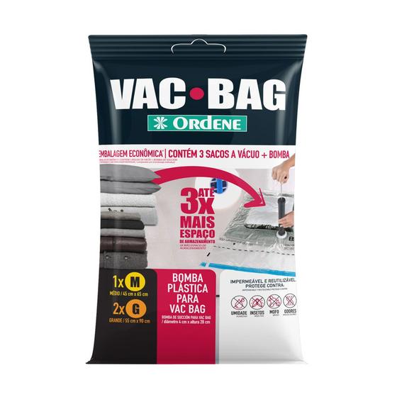 Imagem de Conjunto Com 3 Sacos A Vácuo Vac Bag OR56200 Ordene - 1 Médio   2 Grandes