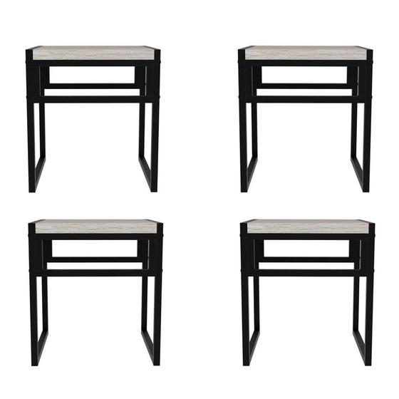 Imagem de Conjunto com 4 Bancos Wooden Snow e Preto
