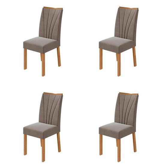 Imagem de Conjunto com 4 Cadeiras Apogeu Suede Animale Bege e Amêndoa Clean