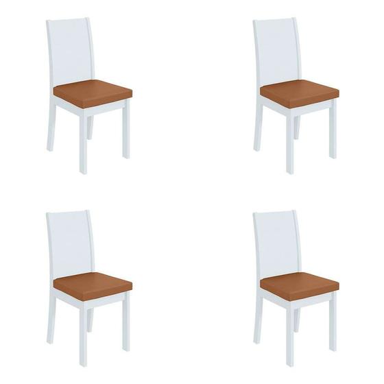 Imagem de Conjunto com 4 Cadeiras Athenas Sintético Caramelo e Branco