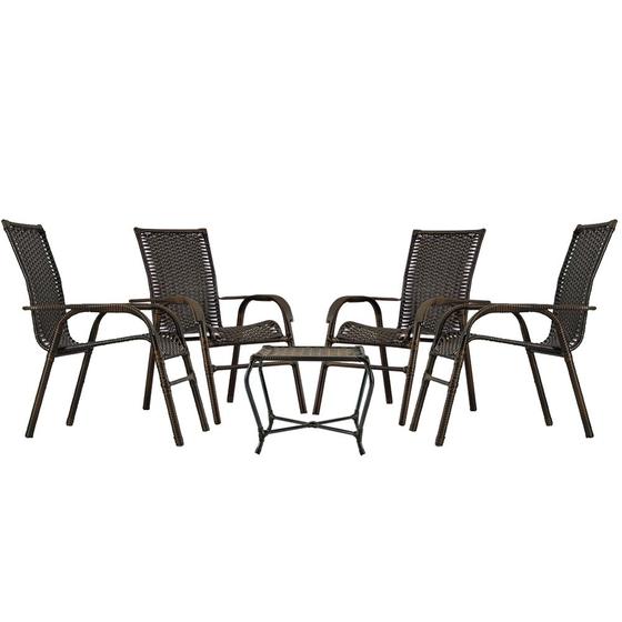 Imagem de Conjunto com 4 Cadeiras Bela para Área Externa e Interna com Mesa Baixa de Centro - Cor Pedra Ferro
