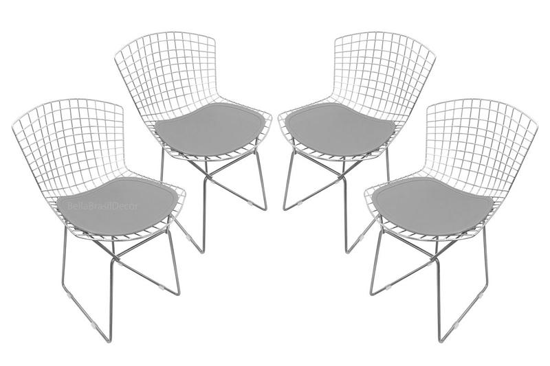 Imagem de Conjunto Com 4 Cadeiras Bertoia Aço Inox Com Assento - Várias Cores