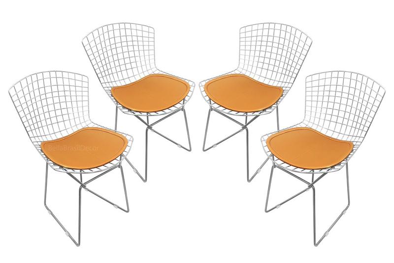 Imagem de Conjunto Com 4 Cadeiras Bertoia Cromada Com Assento - Várias Cores