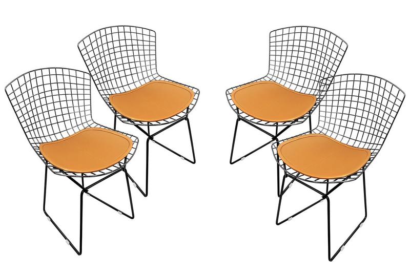 Imagem de Conjunto Com 4 Cadeiras Bertoia Preta Brilhante Com Assento - Várias Cores