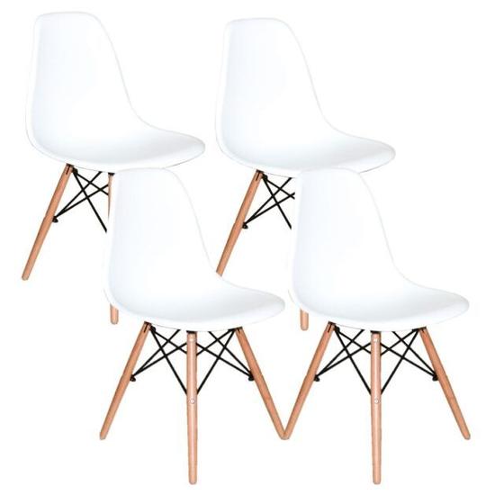 Imagem de Conjunto com 4 Cadeiras Charles Eames Eiffel Moderna Estilo Design Pé Palito Confortavel Branca