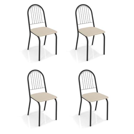 Imagem de Conjunto com 4 Cadeiras de Cozinha Noruega Preto e Nude
