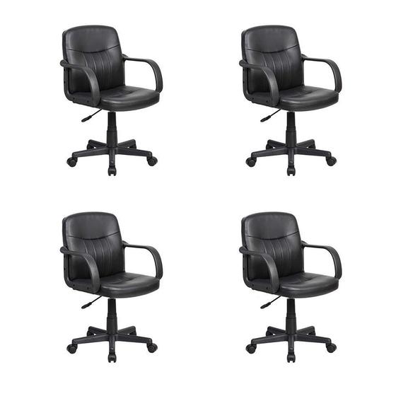 Conjunto com 4 Cadeiras de Escritório Secretária Clean Preta Menor preço em Conjunto com 4 Cadeiras de Escritório Secretária Clean Preta