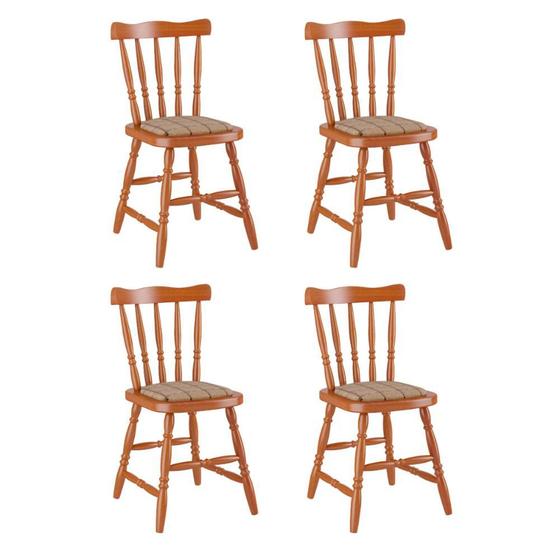 Imagem de Conjunto com 4 Cadeiras de Jantar Madeira Maciça com Estofado Multimóveis CR50088