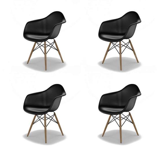 Imagem de Conjunto com 4 Cadeiras Eames Arm DSW Preto e Madeira