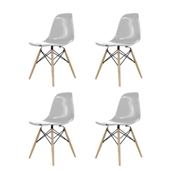 Imagem de Conjunto Com 4 Cadeiras Eames Fume Empório Tiffany Base Em Madeira