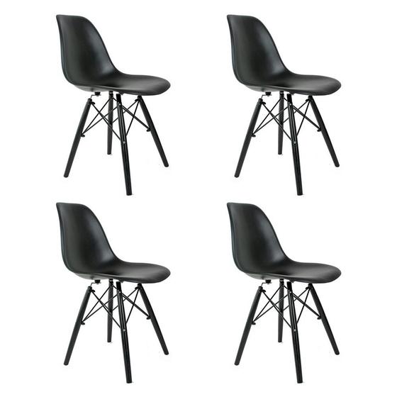 Imagem de Conjunto Com 4 Cadeiras Eames Preta Empório Tiffany Base Em Polipropileno