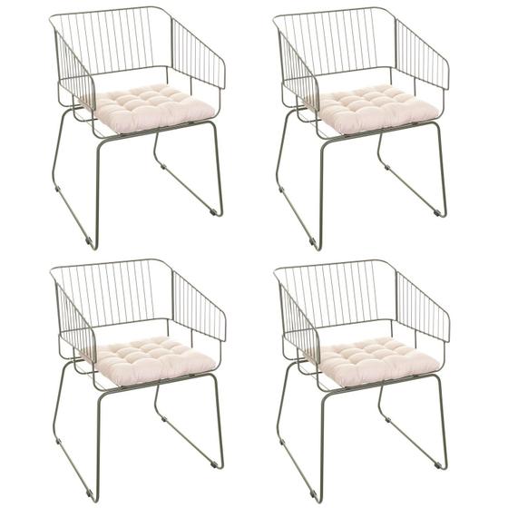 Imagem de Conjunto com 4 Cadeiras para Sala de Estar Texas Verde Oliva/Bege
