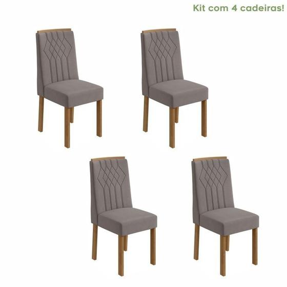 Imagem de Conjunto com 4 Cadeiras para Sala de Jantar Exclusive Amêndoa Clean/Liso Capuccino