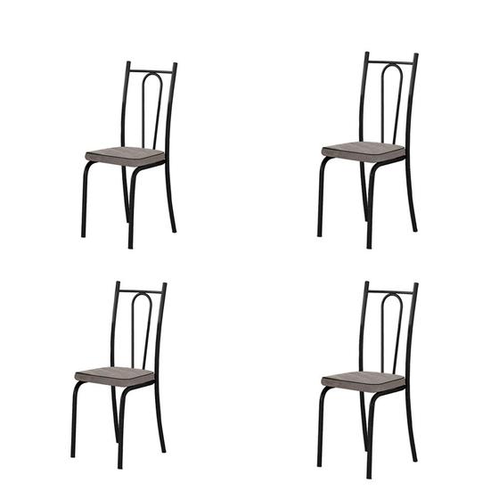 Imagem de Conjunto Com 4 Cadeiras Tubular Europa 123 Preto Fosco Assento Platina Artefamol
