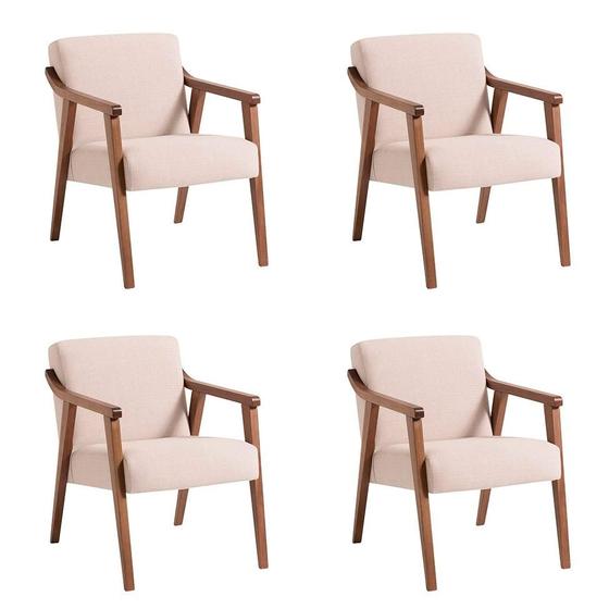 Imagem de Conjunto com 4 Poltronas Flávia Bege e Nogueira