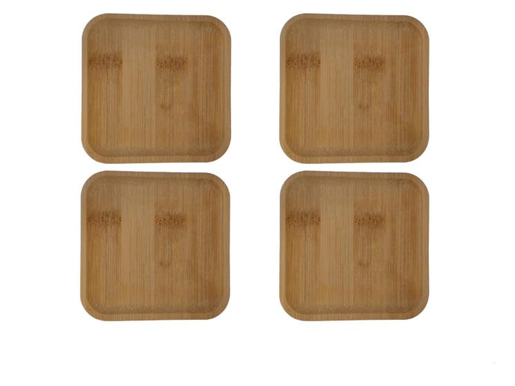 Imagem de Conjunto com 4 Porta Copos Bambu Quadrado 10cm