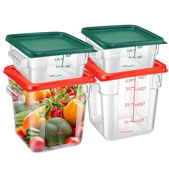 Imagem de Conjunto com 4 Recipientes de Armazenamento de Alimentos Barydat (2qt e 4qt) - Transparentes