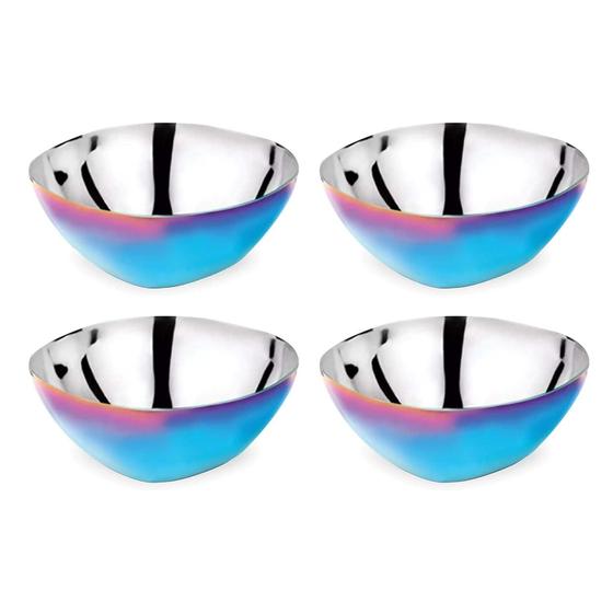 Imagem de Conjunto com 4 Taças de Lanche Ahimsa em Aço Inoxidável (350ml) - Azul