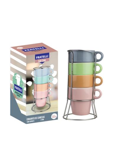 Imagem de Conjunto Com 4 Xícaras Para Chá E Café 210ml Colorida