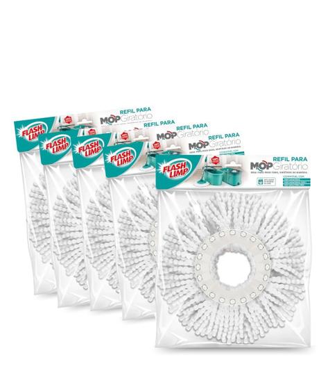 Imagem de Conjunto Com 5 Refil Microfibra Mop Giratório Flash Limp Limpeza Geral
