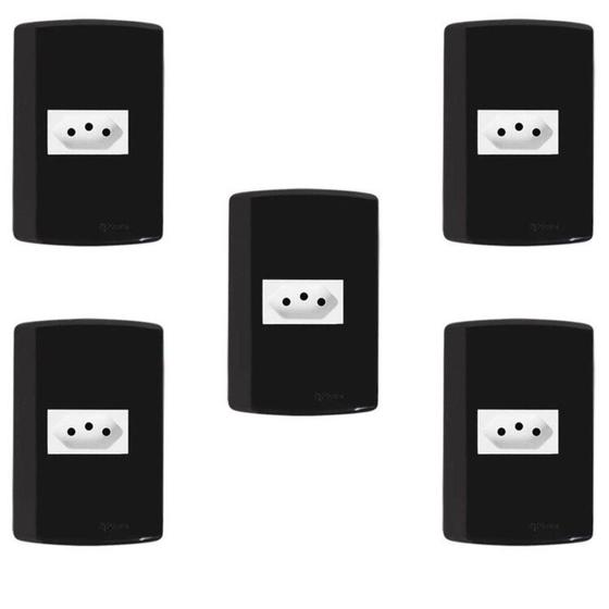 Imagem de Conjunto com 5 Tomadas 2p+t 10a 250v, Modular, com Placa 4x2 e Suporte