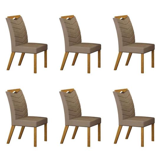 Imagem de Conjunto com 6 Cadeiras Verona Imbuia Mel e Veludo Camurça