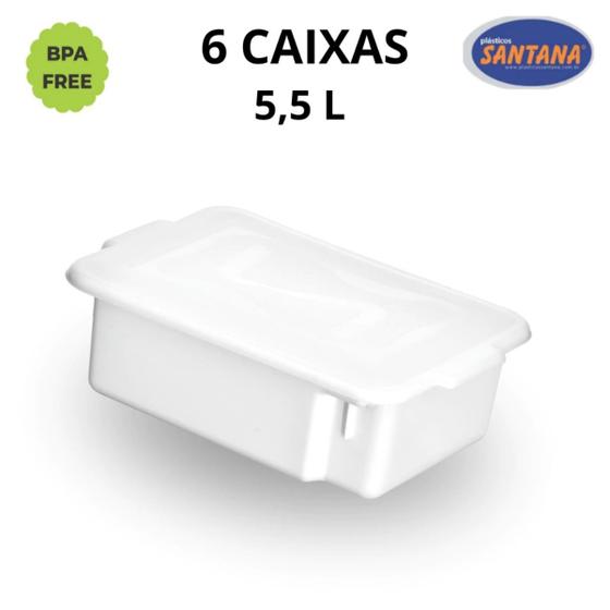 Imagem de Conjunto Com 6 Caixas Organizadoras Com Tampo 5,65L Branca