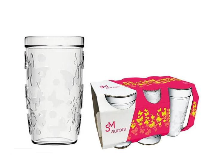 Imagem de Conjunto Com 6 Copos De Vidro Decorado Flores 270Ml Nadir
