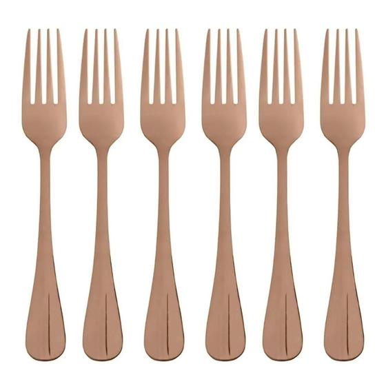 Imagem de Conjunto com 6 Garfos Para Mesa Aço Inox Rose Gold Positano 20cm Lyor
