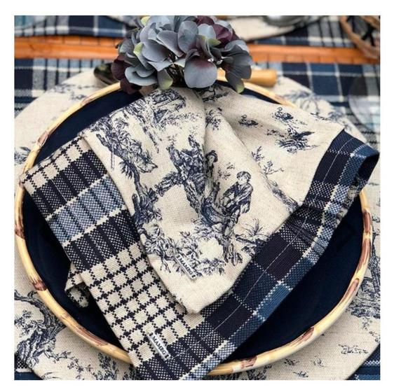 Imagem de Conjunto com 6 guardanapos linen toile marinho