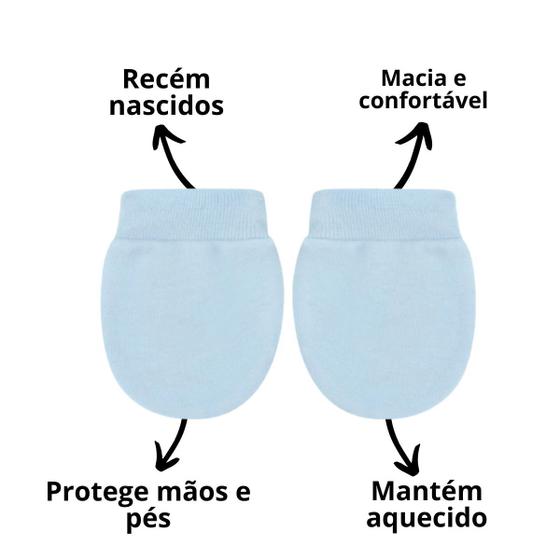 Imagem de Conjunto com 6 pares luvas bebe recem nascido luvinhas kit