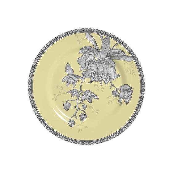 Imagem de Conjunto com 6 Pratos de Sobremesa Heritage Cinza com Amarelo Ø21cm